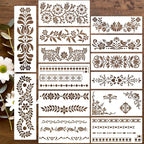 Floral Border Corner Stencils for Crafts Reusable Folk Art Stencil Mexican by zosylley