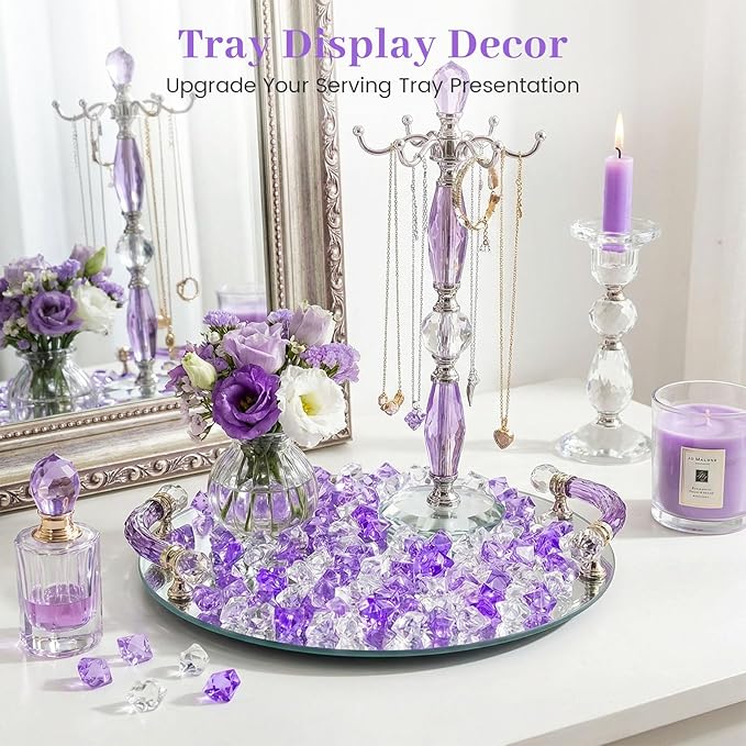 DomeStar 150PCS Fake Ice, Vase Filler Purple Fake Diamonds Plastic Clear Gems - Image 5