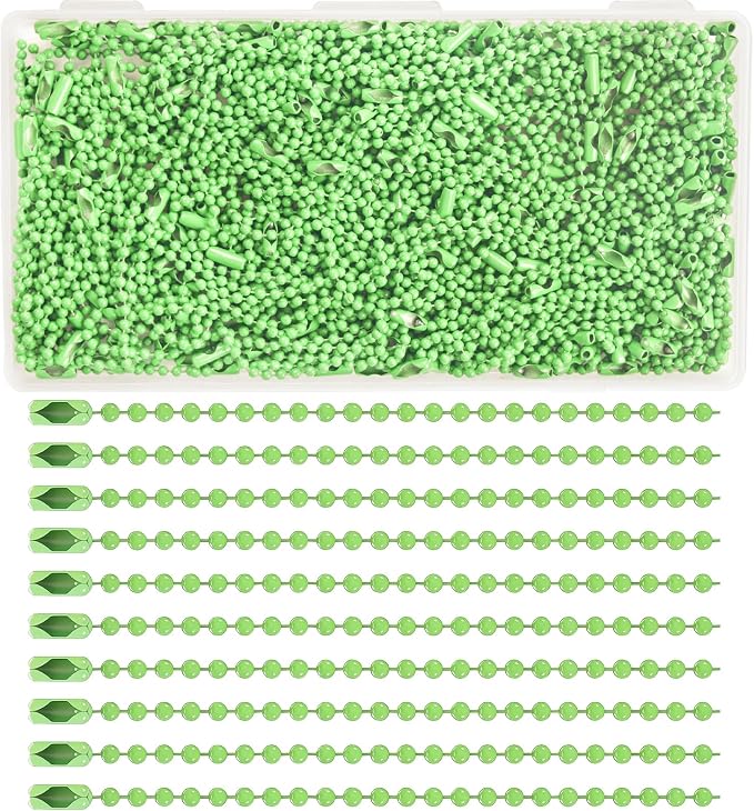 300Pcs Stainless Steel Ball Chain Set, 2.4mm Bead Chains 10 Colors 3.9 Inch by ELANE
