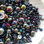 1500PCS 3-14mm BlackAB Flatback Pearls, 150g Half-Round ABS Pearls - Image 4