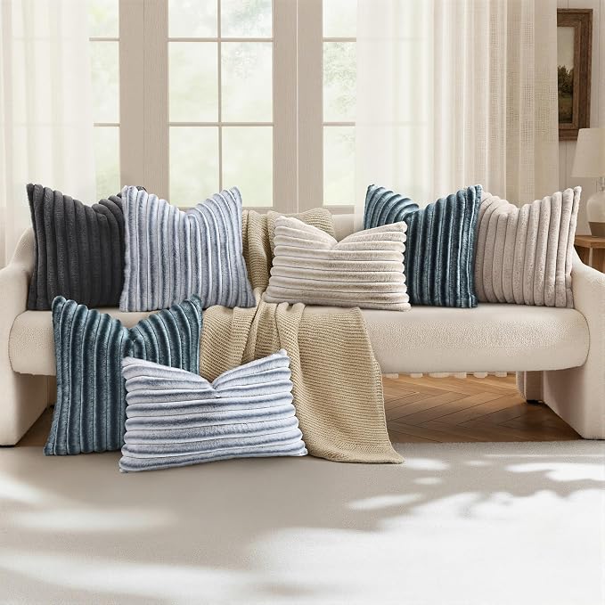 decorUhome Cozy Faux Fur Throw Pillow Covers 26x26 Set of 2 Decorative Soft - Image 5