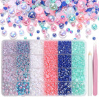 9000Pcs Blue Mermaid White Pink Flatback Pearls by Tatiwoo