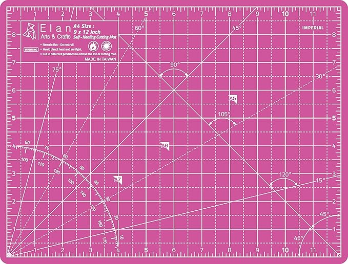 Elan Cutting Mat A4 Pink & Purple, Self Healing Cutting Mat 9x12 Inch, 5-Ply by Elan