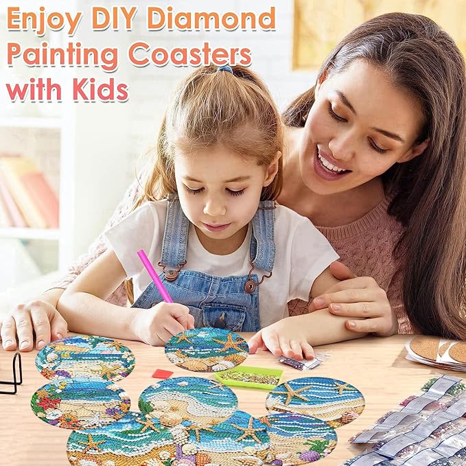 ijbnhd 8 Pack Diamond Art Coasters Kits Ocean | Diamond Painting Coasters Kit - Image 6