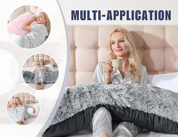 Fluffy Full Body Pillow for Adults 20x54 Long Big Body Pillow Cover Pillowcase - Image 6