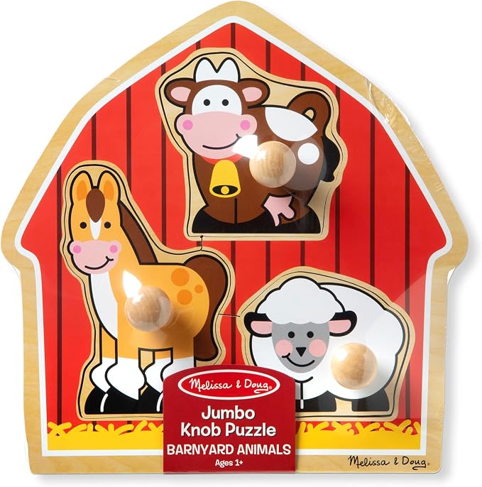 Melissa & Doug Barnyard Animals Jumbo Knob Puzzle, Wooden Peg Puzzle - Image 6