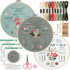 COCOMOX 3 Sets Embroidery Kit for Beginners Adults, Needlepoint Cross Stitch by COCOMOX