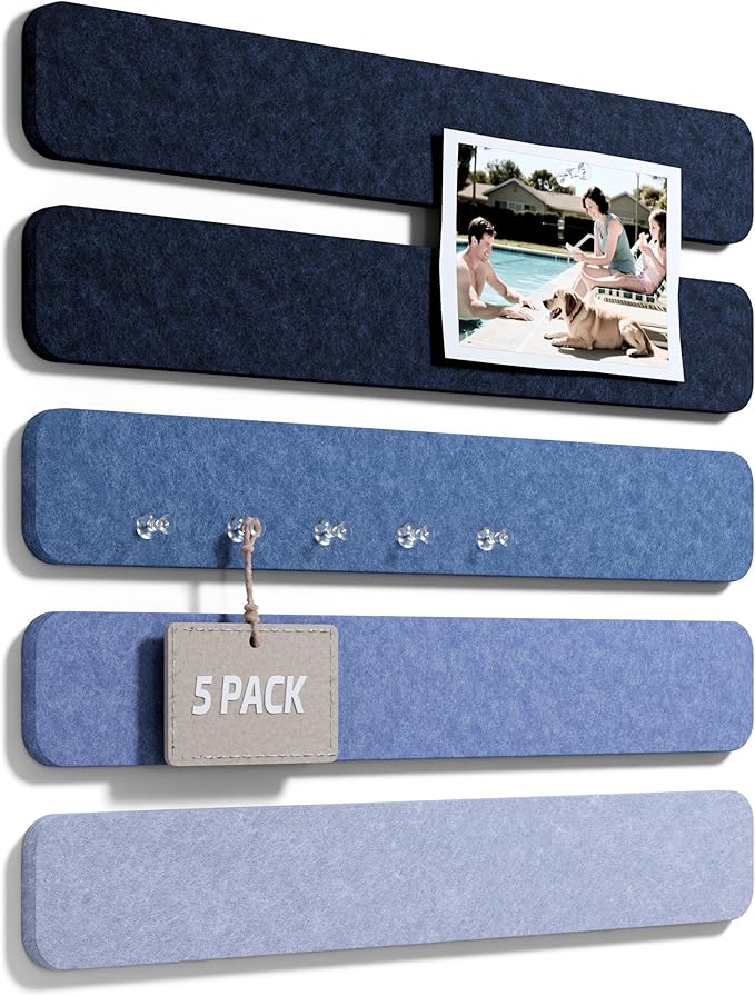 Fluxynara Cork Board Alternative Felt Strip Board 5-Pack 13"x2", Office Pin by FLUXYNARA