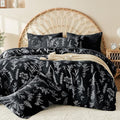 MUXHOMO Duvet Cover Queen Size, Reversible Floral Black Duvet Cover Set by MUXHOMO