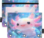 Shiny Axolotl Pencil Pouch for 3 Ring Binder, 2 Pack Waterproof Pencil Bags by BOENLE-WELCOMEYOURCOMING