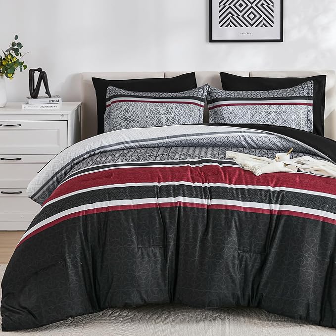 WONGS BEDDING 7 Pieces Comforter Set King Size - Image 8