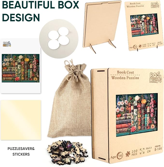 BODHIPNJOY Bookshelf Puzzles for Adults 500 Pieces, Wildflower Books Pages - Image 8
