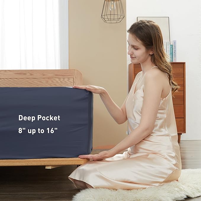 Sunflower Full Fitted Sheet, 1-Piece Deep Pocket Fitted Bottom Sheet 16" - Image 3