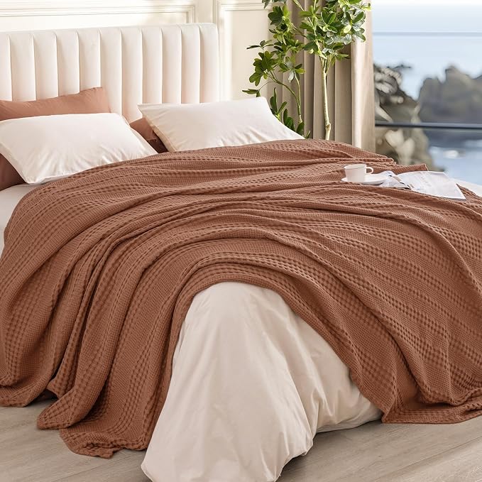PHF Cooling Waffle Blanket King Size, Lightweight 60% Rayon from Bamboo & 40% - Image 3