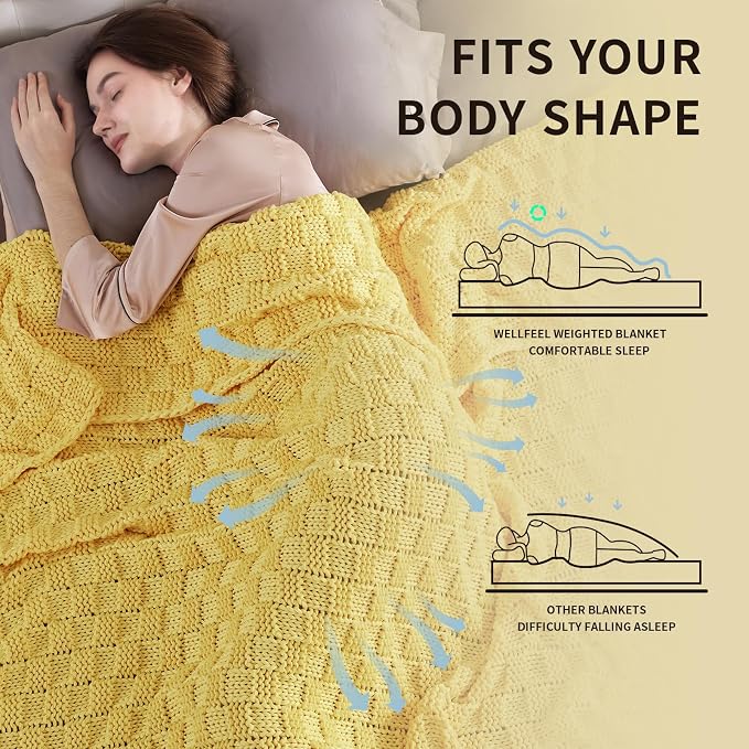 Knitted Weighted Blanket for Adult, No Beads Heavy Blanket 60” x 80'' 12lbs - Image 3