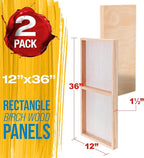 U.S. Art Supply 12" x 36" Birch Wood Paint Pouring Panel Boards, Gallery 1-1/2" - Image 2