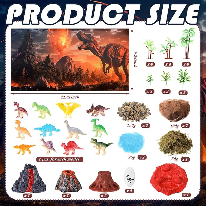 Teyva Daily 48 Pcs Dinosaur Diorama Kit Habitat Project Box Set 3D Dinosaurs - Image 3