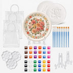 HuiBeans 3 Pcs DIY Floral Plaster Plate Painting Kit by HuiBeans