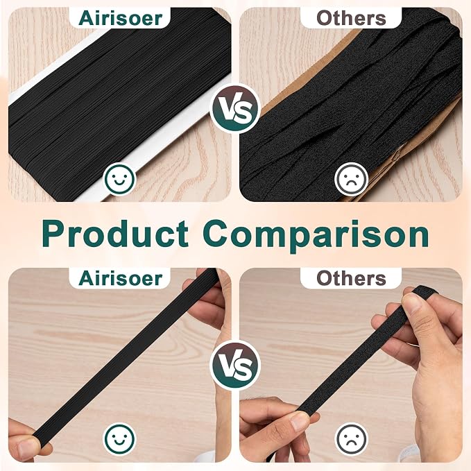 Airisoer 3/8 Inch Elastic Band for Sewing, 12 Yard High Elasticity Sewing - Image 4
