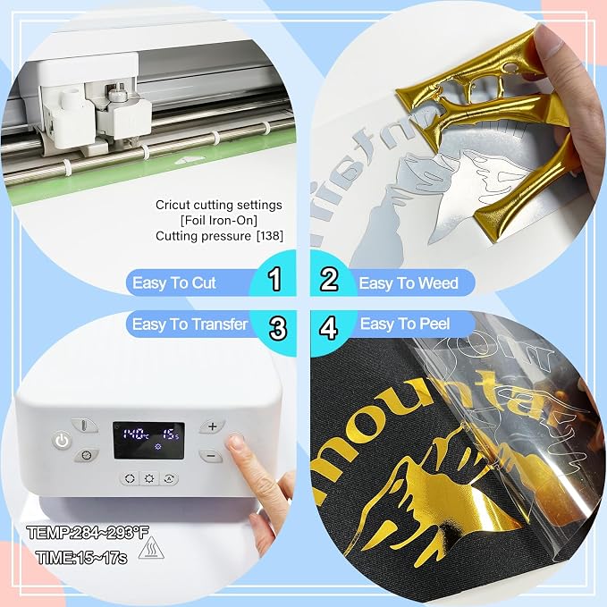 Metallic Foil Heat Transfer Vinyl Purple 12Inch*6FT Bundle Chrome HTV in - Image 4