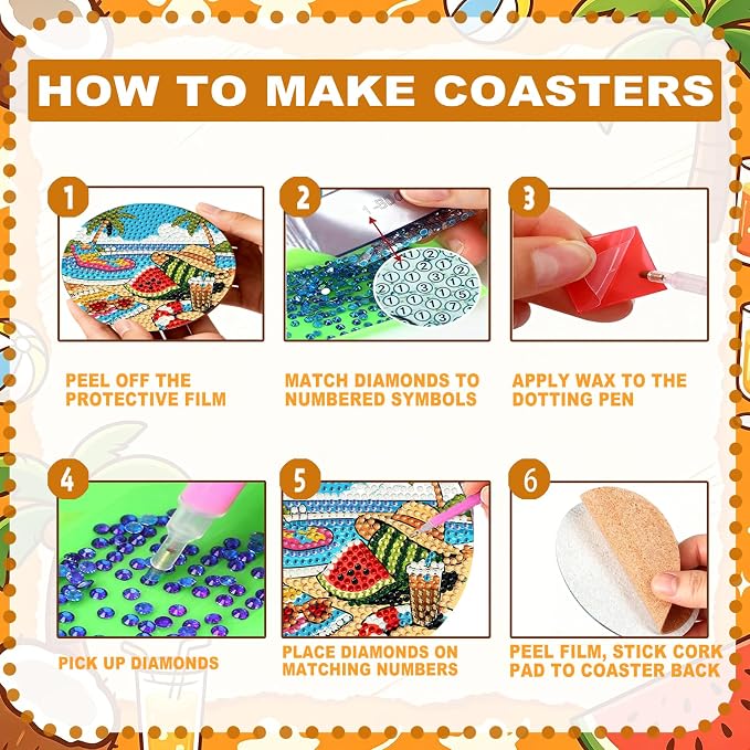 8-Pack Diamond Art Coaster Kit - Image 7
