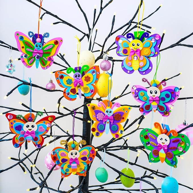 Winlyn 24 Sets Butterfly Craft Kits DIY 3D Rainbow Butterfly Ornaments - Image 5
