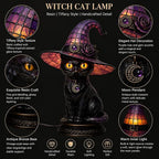 Resin Black Cat Witch Hat Table Lamp - Image 3