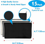 15 Pack Blank Cotton Canvas DIY Craft Zipper Bags Pouches Pencil Case - Image 3