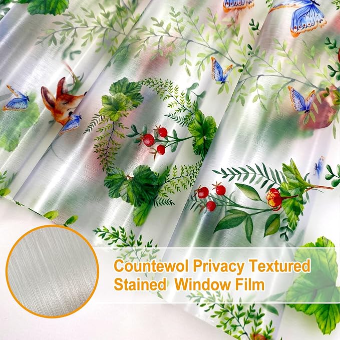 Countewol Privacy Window Films Stain Glass Cling No Glue Anti-UV Window Sticker - Image 2
