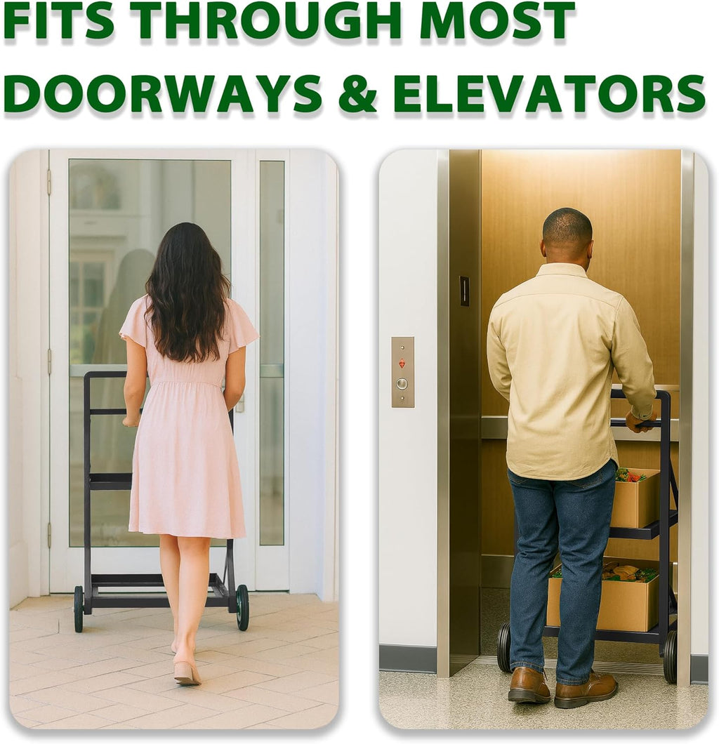 Recycling Cart,2-Tier Recycle Bin Cart with Wheels,Holds up to 140 Lbs,Rolling Utility Organizer for Garbage Sorting,Warehouse and Garage (Black)