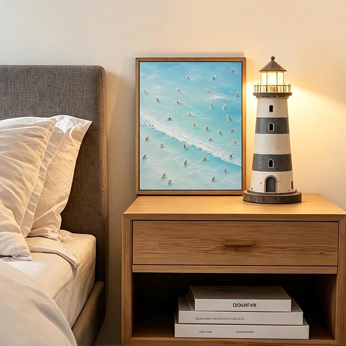 Aerial View Surfers Ocean Canvas Wall Art Print Turquoise Blue Coastal - Image 5
