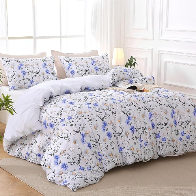 MUXHOMO Duvet Cover Queen Size, Reversible Floral Vintage Duvet Cover Set - Image 3