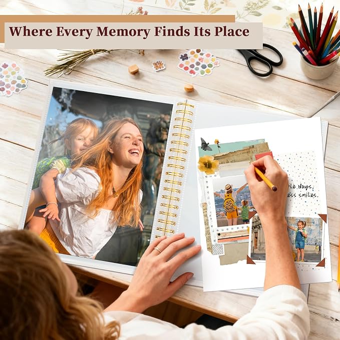8.5x11 Inch Scrapbook Photo Album, Linen Cover DIY Scrapbooks - Image 2