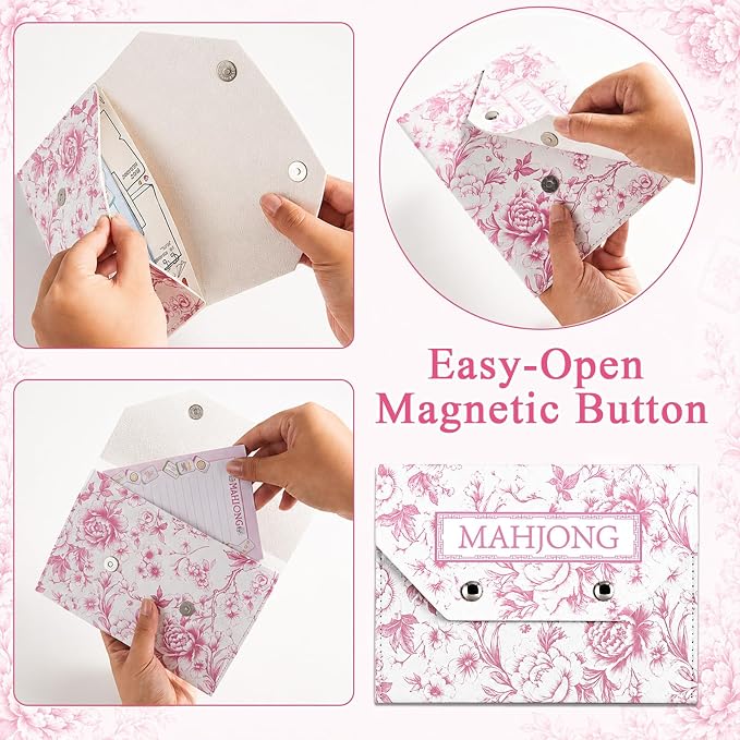 Wiooffen Leather Mahjong Card Clutch Holder Pouch Chinoiserie Mahjong Card - Image 4