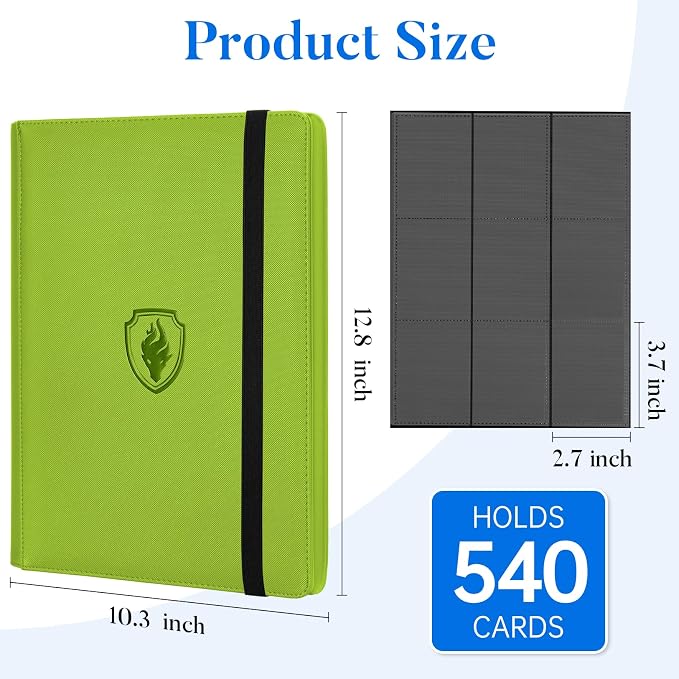Premium 9 Pocket Card Binder for 540 Cards, Fabmaker PU Cover Trading Card - Image 6