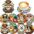 Clendo 8 PCS Coffee Dog Diamond Art Coaster Kits by Clendo
