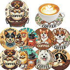 Clendo 8 PCS Coffee Dog Diamond Art Coaster Kits by Clendo