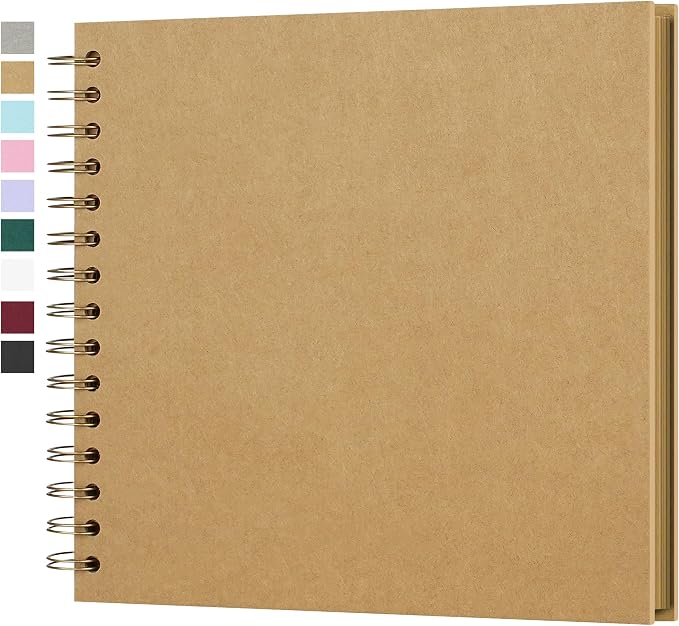 8x8 Inch DIY Scrapbook Photo Album, Hardcover Kraft Paper Acid-Free, 20 Sheets by Yopih