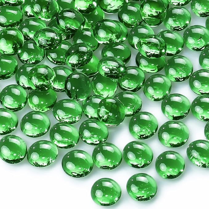 CYS EXCEL Green Glass Gemstone Beads Vase Fillers Flat Marble Beads Multiple by CYSEXCEL%C2%AE