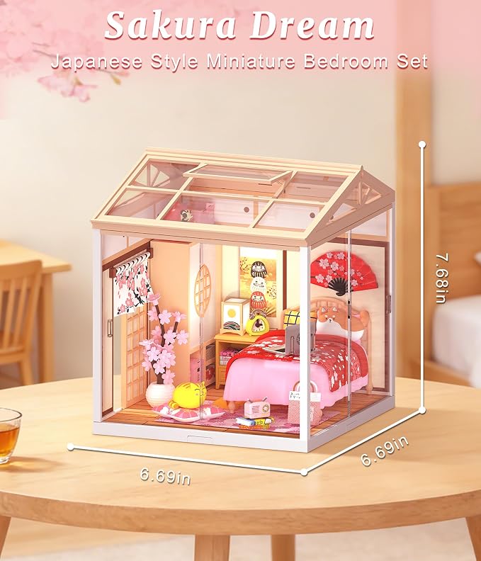 Sakura Japanese Bedroom Miniature House Kit – DIY Dollhouse - Image 7