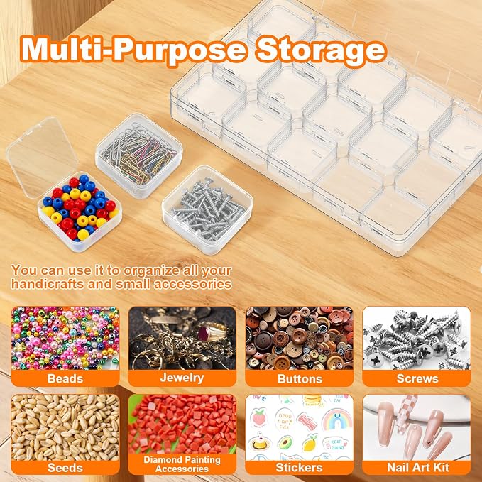 Bead Organizer Box, 2 Pack 30 Pcs Clear Plastic Storage Containers Features - Image 6