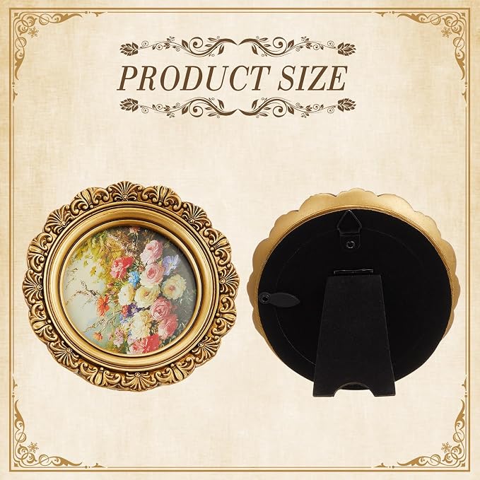 Qunclay Vintage Mini Picture Frames Set of 4, Round Rectangle Ornate Small - Image 3