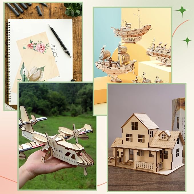 50 Pack Unfinished Wood Pieces, 4 x 6 Inch Thin Plywood Wood Squares - Image 7