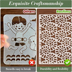 Geometric Texture Stencils for Crafts Reusable 16Pcs Stencils | DIY Art - Image 3