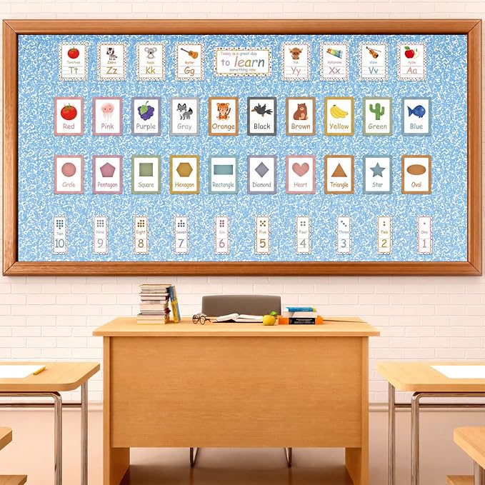 Blue Composition Bulletin Board Roll Non-Woven Fabric Poster 16in X 12ft | Back - Image 4