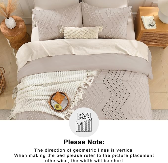 Andency Linen Oversized Queen Comforter Set, Boho Soft Warm Bedding Comforter - Image 5