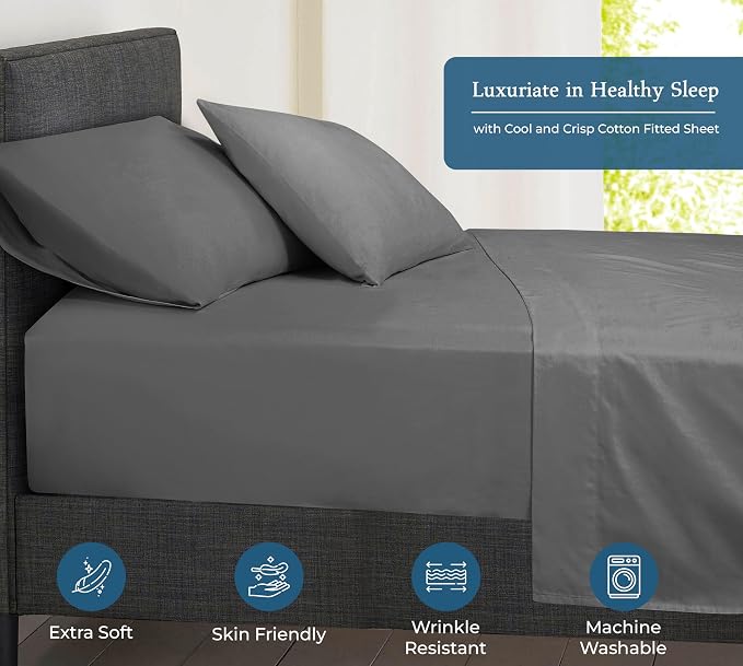 Royale Linens 400 Thread Count 100% American Grown Cotton Fitted Sheet Queen - Image 3