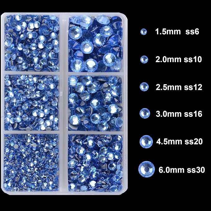 4000Pcs Mixed Size Hot Fix Round Crystals Gems Glass Stones Hotfix Flat Back - Image 3
