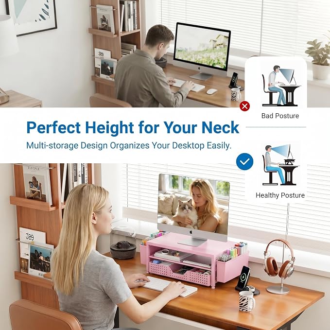 OPNICE Desk Organizers and Accessories, Computer Monitor Stand Riser - Image 4