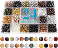 XSEINO About 1200PCS 6mm Crack Glass Beads, 24 Assorted Crack Earthtone by XSEINOiscreating%EF%BC%81